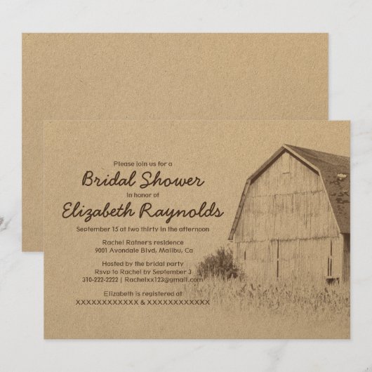 Eenvoudige Boerderij Bridal Shower-uitnodigingen Kaart (Voorkant / Achterkant)