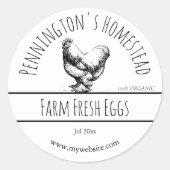 Eenvoudige Boerderij verse eieren Ronde Sticker (Voorkant)