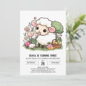 Eenvoudige boerenerf schapen digitale verjaardag kaart (Staand voorkant)