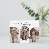 Eenvoudige bogen vorm 3 foto kerst feestdagenkaart (Staand voorkant)