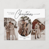 Eenvoudige bogen vorm 3 foto kerst feestdagenkaart (Voorkant)