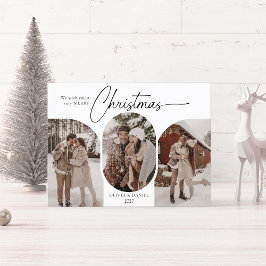 Eenvoudige bogen vorm 3 foto kerst feestdagenkaart