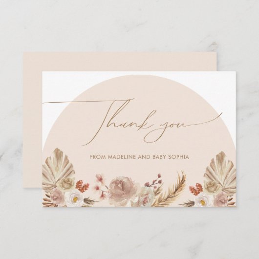 Eenvoudige Boheemse Boog Pampasgras Dankkaart Bedankkaart (Voorkant / Achterkant)