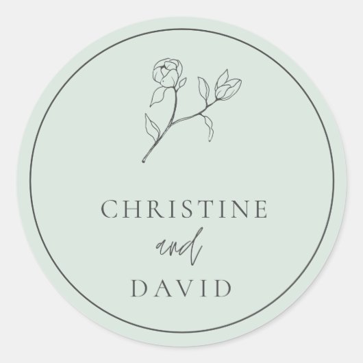 Eenvoudige Boheemse bruiloft bloemensalie Ronde Sticker (Voorkant)