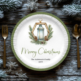 Eenvoudige Boheemse Kerstlantaarn op Neutrale Plaa Papieren Bordje