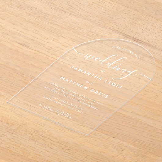 Eenvoudige Boheemse minimalistische bruiloft Acryl Uitnodigingen (Laagn)