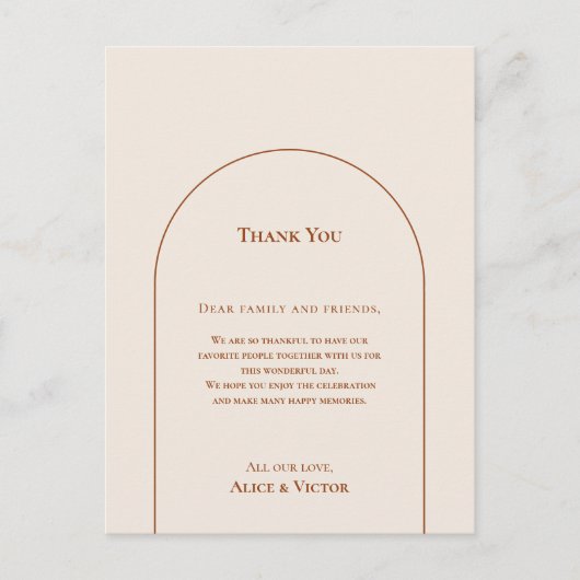 Eenvoudige boho Arch Ivory Reception Hartelijk dan Briefkaart (Voorkant)