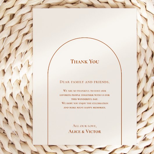 Eenvoudige boho Arch Ivory Reception Hartelijk dan Briefkaart