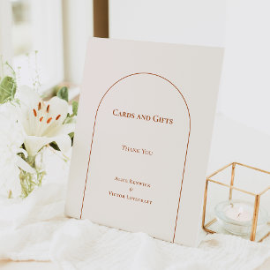 Eenvoudige Boho Arch Ivory Wedding Cards en Gifts Reclamebord Met Voetstuk