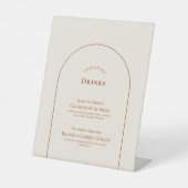 Eenvoudige Boho Arch Ivory Wedding Signature Drink Reclamebord Met Voetstuk (Voorkant)