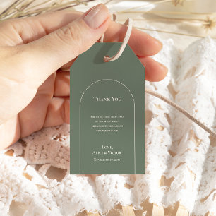 Eenvoudige Boho Arch Sage Green Weddenschap Dank j Cadeaulabel