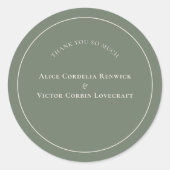 Eenvoudige Boho Arch Sage Green Weddenschap Dank j Ronde Sticker (Voorkant)