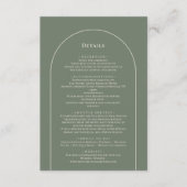 Eenvoudige Boho Arch Sage Green Wedding Details Informatiekaartje (Voorkant)
