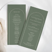 Eenvoudige Boho Arch Sage Green Wedding Flat Programmakaart
