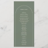 Eenvoudige Boho Arch Sage Green Wedding Flat Programmakaart (Achterkant)