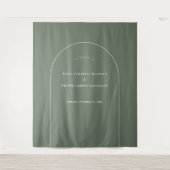 Eenvoudige Boho Arch Sage Green Weduwfoto Achtergr Wandkleed (Voorkant)