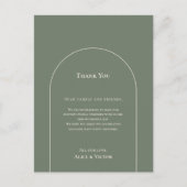 Eenvoudige Boho Arch Sage Receptie Hartelijk dank Briefkaart (Voorkant)