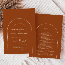 Eenvoudige Boho Arch Terracotta Wedding Details en Kaart