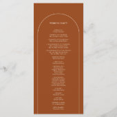 Eenvoudige Boho Arch Terracotta Wedding Flat Programmakaart (Achterkant)