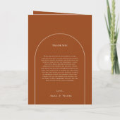 Eenvoudige Boho Arch Terracotta Wedding Folded Programma (Achterkant)