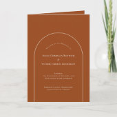 Eenvoudige Boho Arch Terracotta Wedding Folded Programma (Voorkant)