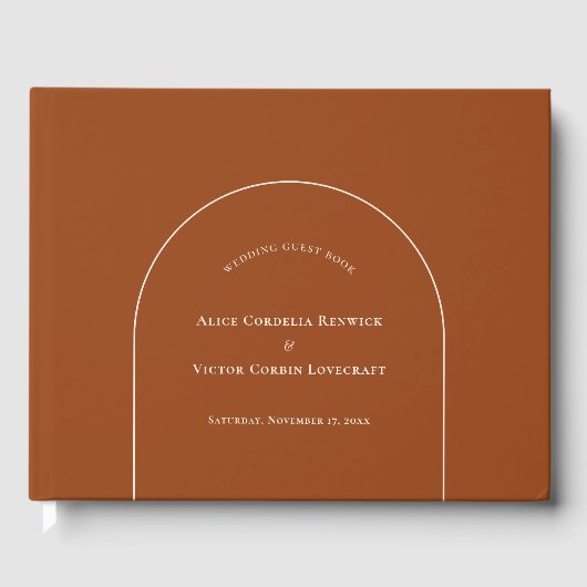 Eenvoudige Boho Arch Terracotta Wedding Gastenboek (Voorkant)