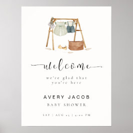 Eenvoudige Boho Baby shower kleding Welkomstbord Poster