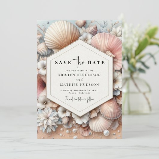 Eenvoudige Boho Beach bruiloft Save The Date (Staand voorkant)