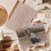 Eenvoudige boho beige foto beste dag ooit bruiloft bedankkaart