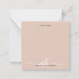 Eenvoudige Boho Beige Monogram Kalligrafie Notitiekaartje