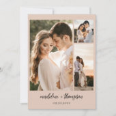 Eenvoudige Boho Beige Script Foto QR Code Trouwen Kaart (Voorkant)