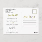 Eenvoudige Boho Bewaar onze datum Olijf Foto Brief Briefkaart (Achterkant)