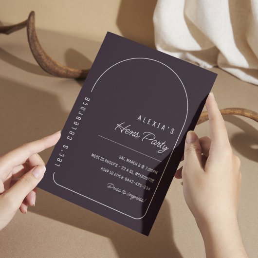 Eenvoudige Boho Black Hens Party Invitation Sjablo Kaart