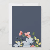 Eenvoudige Boho Blauw en Roze Bloemen Bruiloft Kaart (Achterkant)