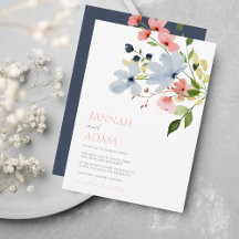 Eenvoudige Boho Blauw en Roze Bloemen Bruiloft