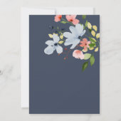 Eenvoudige Boho Blauw en Roze Bloemen Bruiloft Kaart (Achterkant)