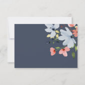 Eenvoudige Boho Blauw en Roze Bloemen Bruiloft RSVP Kaartje (Achterkant)