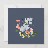 Eenvoudige Boho Blauw en Roze Bloemen Bruiloft Save The Date (Achterkant)