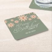 Eenvoudige boho bloemen alle leeftijden verjaardag kartonnen onderzetters (Schuin)