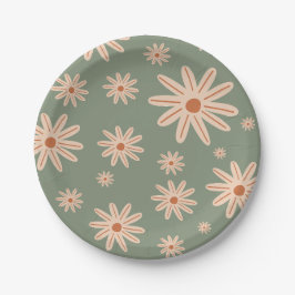 Eenvoudige boho bloemen alle leeftijden verjaardag papieren bordje