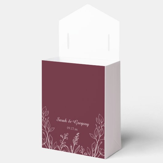 Eenvoudige Boho Bloemen Ruby Wijn Bedankdoosjes (Geopend)