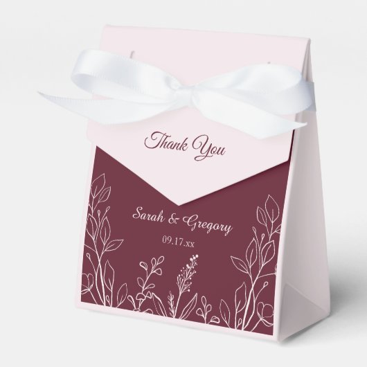 Eenvoudige Boho Bloemen Ruby Wijn Bedankdoosjes (Voorkant Zijde)