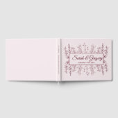 Eenvoudige Boho Bloemen Ruby Wijn Bruiloft Gastenboek (Volledig)