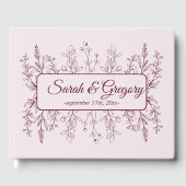 Eenvoudige Boho Bloemen Ruby Wijn Bruiloft Gastenboek (Voorkant)