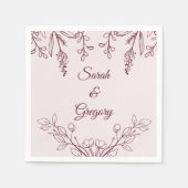 Eenvoudige Boho Bloemen Ruby Wijn Bruiloft Servet (Voorkant)