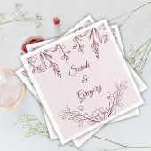 Eenvoudige Boho Bloemen Ruby Wijn Bruiloft Servet