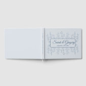 Eenvoudige Boho Bloemen Stoffig Blauw Bruiloft Gastenboek (Volledig)