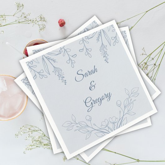 Eenvoudige Boho Bloemen Stoffig Blauw Bruiloft Servet