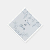 Eenvoudige Boho Bloemen Stoffig Blauw Bruiloft Servet (Hoek)