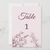 Eenvoudige Boho Bloemen Tafel Kaart Nummer (Voorkant)